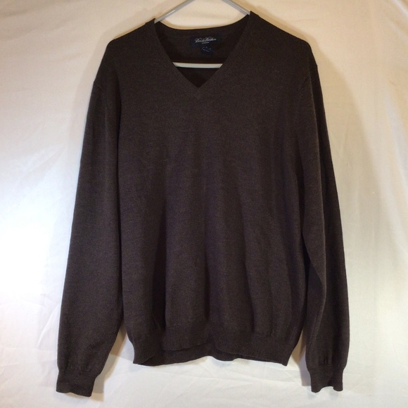 Brooks Brothers Men Merino Wool Brown Sweater Medium Classic Academia Old Money - Picture 1 of 7